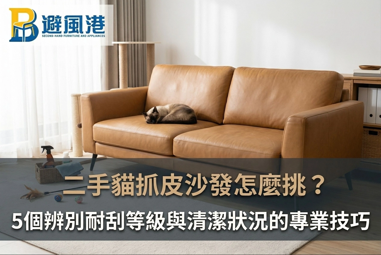 二手貓抓皮沙發怎麼挑？5個辨別耐刮等級與清潔狀況的專業技巧