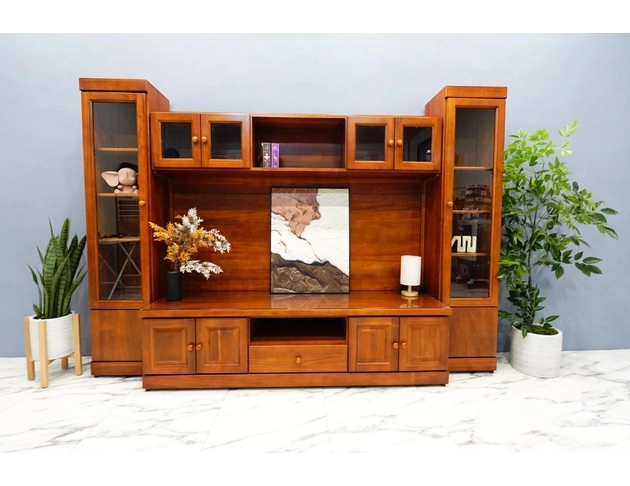 半實木鄉村風電視牆