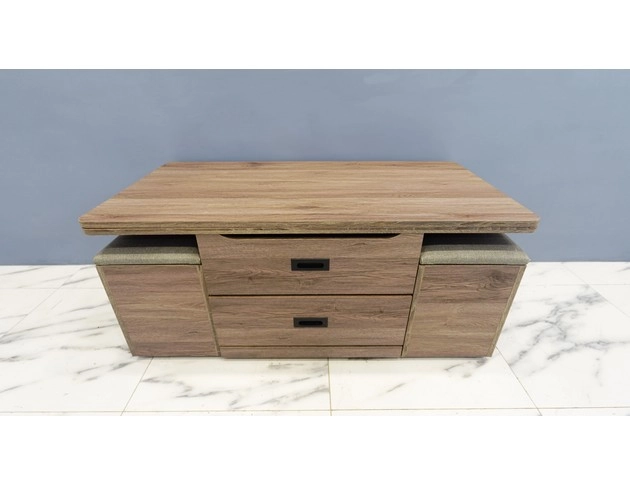 灰橡木色升降茶几一桌四椅組