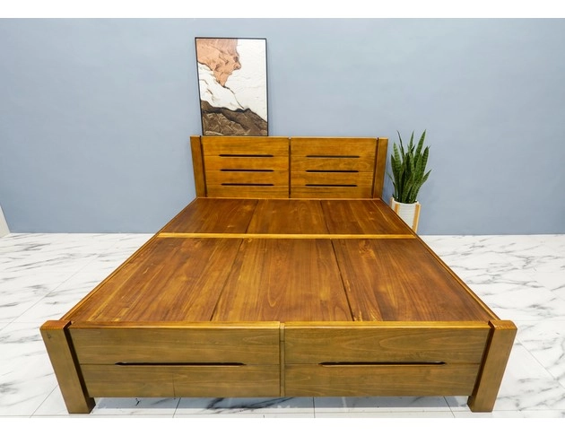 六尺雙人加大柚木床架