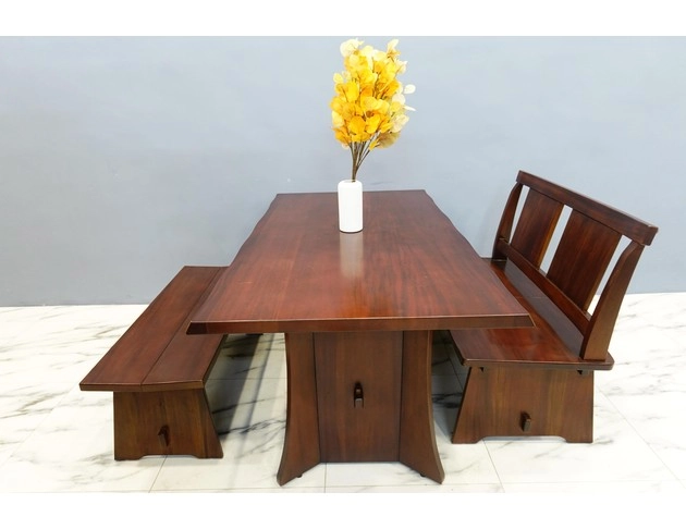 桃花心木簡約風一桌二椅餐桌組