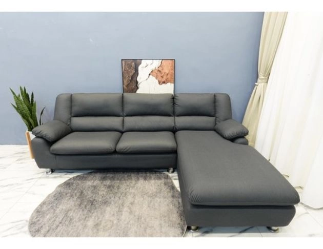 深灰現代簡約貓抓皮L沙發